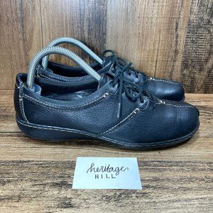 Clarks Bendables Womens Oxford Shoes Black Lace Up Split Toe Leather Womens 10 M